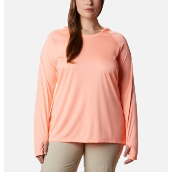 Columbia PFG Tidal Plus Size, Sudaderas Con Capucha Rosas Blancos Para Mujer | 963741-ZCN